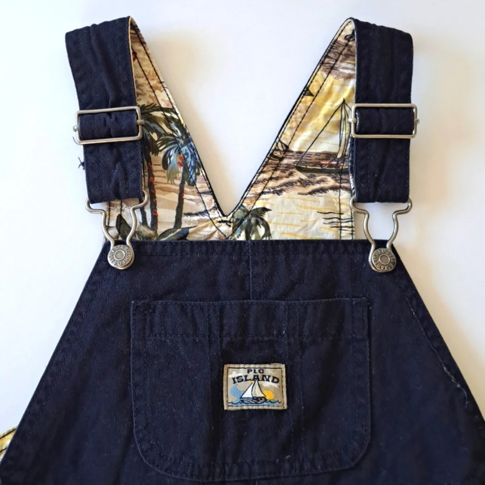 Vtg Y2k Dark Blue Navy Little Boy Bib Shortalls Overalls The Children's Place 4T